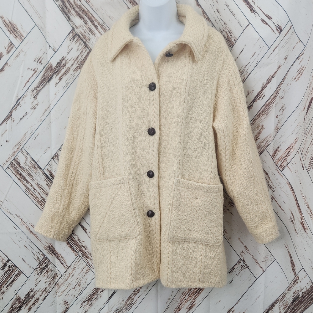 Boyne Valley‎ Weavers Textured Wool Sweater Jacket